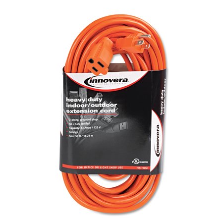 INNOVERA Indoor/Outdoor Extension Cord, 50 ft., Orange IVR72250